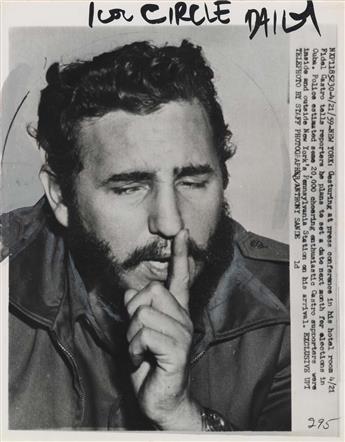 (FIDEL CASTRO) Group of 15 photographs of Premier Fidel Castro mostly depicting him in Cuba, including a few in which he is entertainin